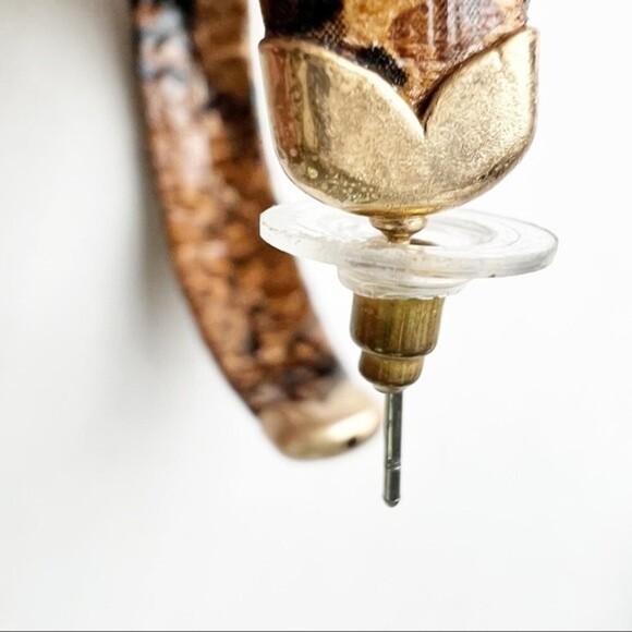 Faux Snakeskin Covered Hoop Earrings Oversized Lightweight - Picture 4 of 10